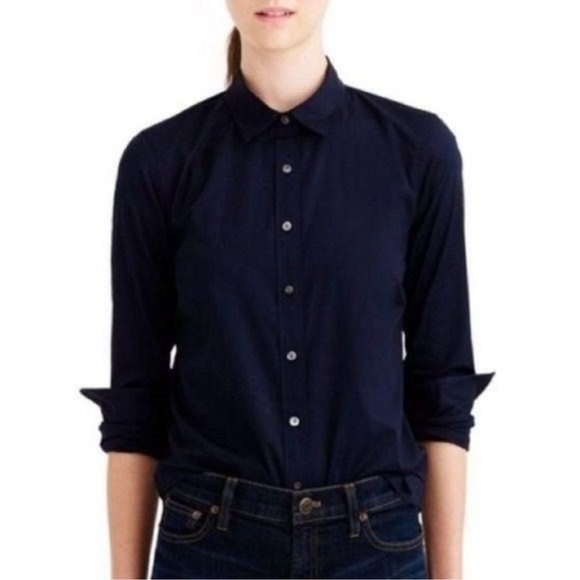 J.Crew Top size XS Small‎ Haberdashery Button Down Shirt Navy Blue Long Sleeve - Picture 1 of 3